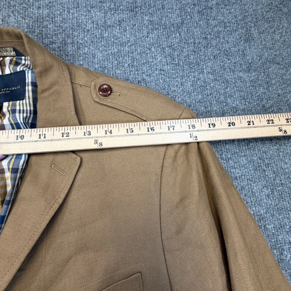 Banana Republic Linen Blazer Mens 44R Brown Tailored Fit Military Safari Jacket
